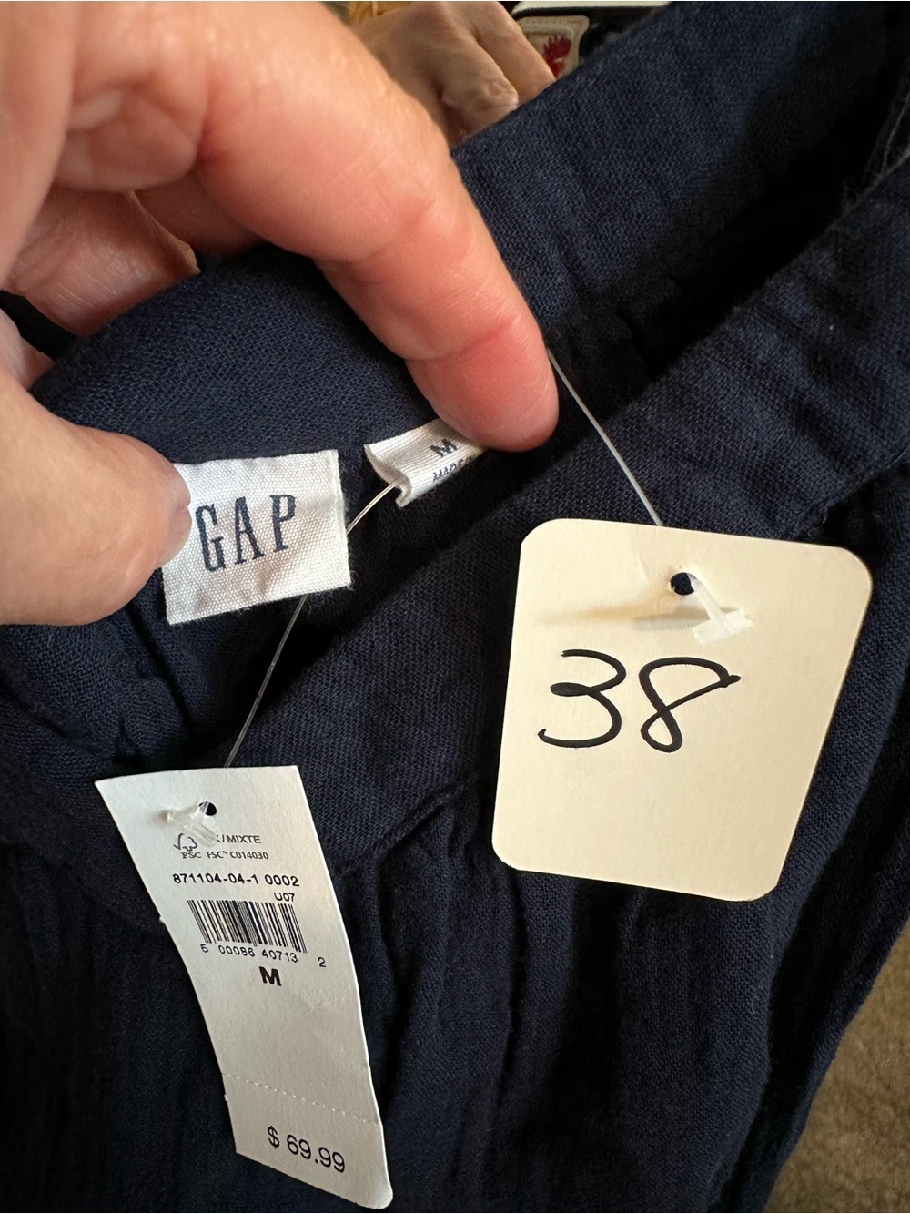 NWT Gap Women’s Midi Dress Medium Navy Blue Gauze Tie Waist Adjustable Straps - Picture 4 of 4